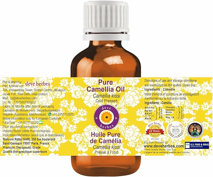 Greenwood Essential Pure Camellia Oil (Camellia kissi) Cold Pressed 100ml (3.38 oz)
