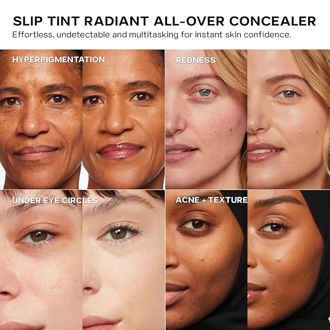 Saie Slip Tint Radiant Cream Concealer & All-Over Face Makeup - Concealer for Dark Circles, Redness & Blemishes - Lightweight Makeup Made with Hydrating Hyaluronic Acid - Shade 17 (0.17 oz)