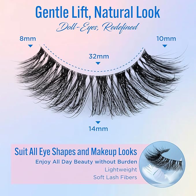 Eyelashes Natural Look False Lashes - Bepholan Fake Eyelashes 5D Super Fluffy False Eyelashes Black Band Wispy Lashes 3-Pack Faux Mink Lashes(XMZ91)