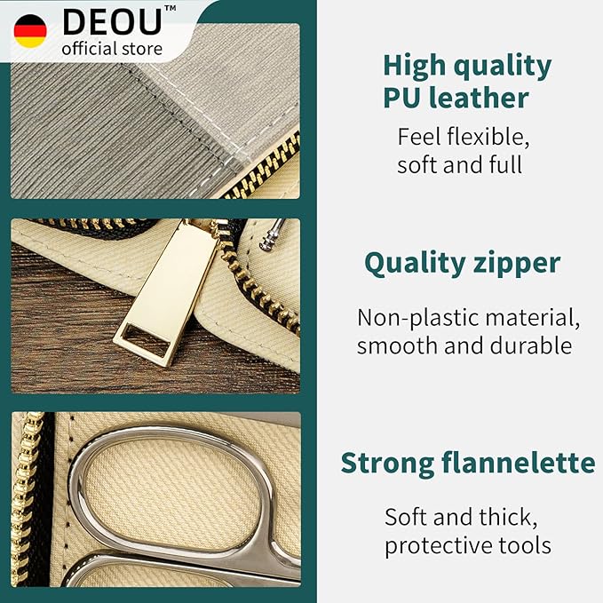 DEOU Manicure Sets Nail Clippers Stainless Steel Manicure and Pedicure kit Girls Professional Nail Files and Men's Grooming Scissors Tools for Home Personal Care or Gifts (Gray)