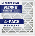 Filter King 14.5x14.5x4 Air Filter | 4-PACK | MERV 8 HVAC Pleated A/C Furnace by FilterKing