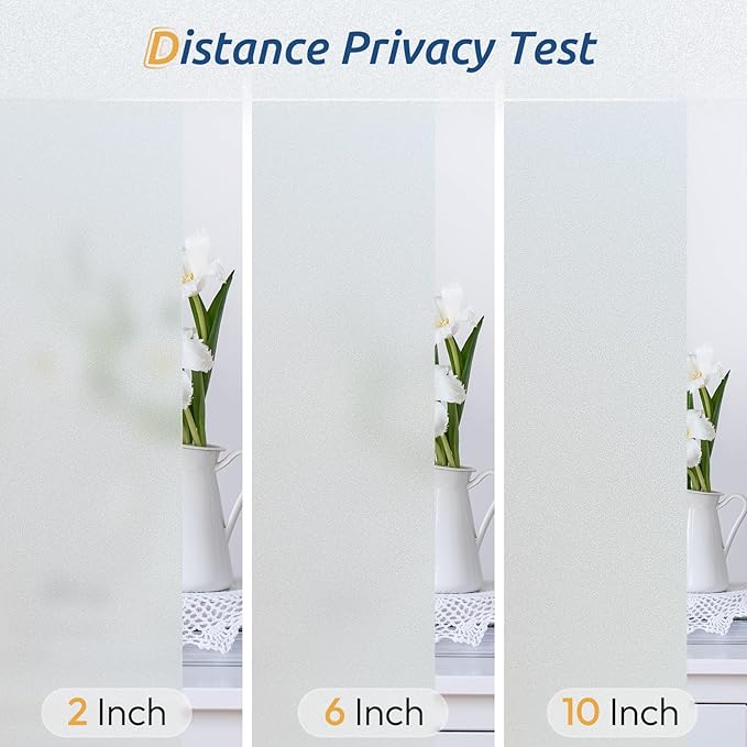 rabbitgoo Window Privacy Film, Frosted Glass Window Clings, Static Cling UV Heat Blocking Door Stickers for Home Bathroom, Removable Indoor Decal Coverings Day and Night, Pure, 35.4 x 118.1 Inches