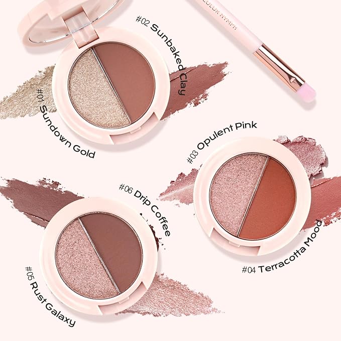 Color Nymph 6 Colors Eyeshadow Makeup Palette, Shimmer & Matte Long-Lasting Make up Kit, 6-in-1 Multi-Colored Travel Size Eye Shadow Palette | Includes Brush & Mirror | Stacked Makeup Design (Neutral)