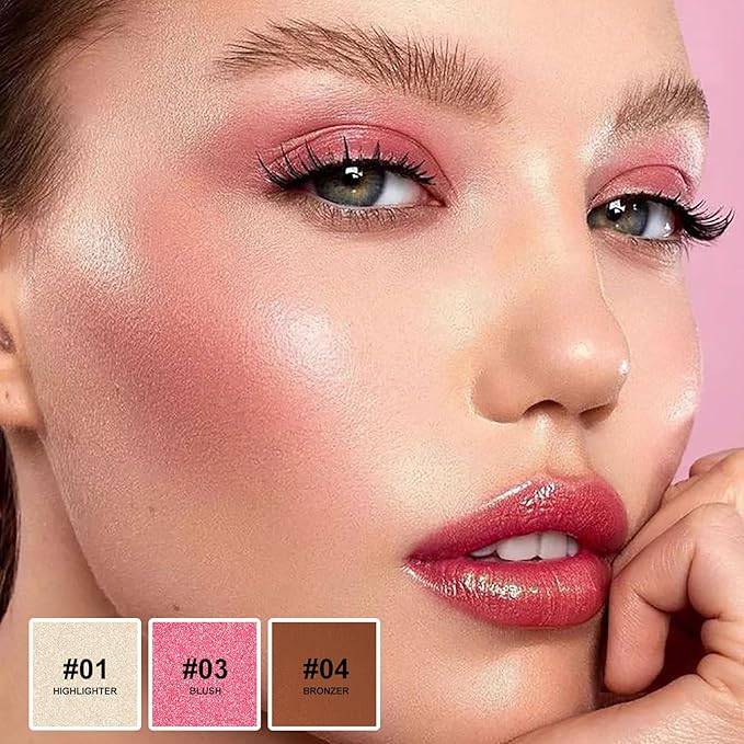 Lezero 3Pcs Contour Stick Makeup Kit, Shades with Highlighter, Blush and Bronzer Stick for Sculpt the Face and All Skin Type, Long Lasting, Smooth, Dewy & Matte Finish, LIGHT