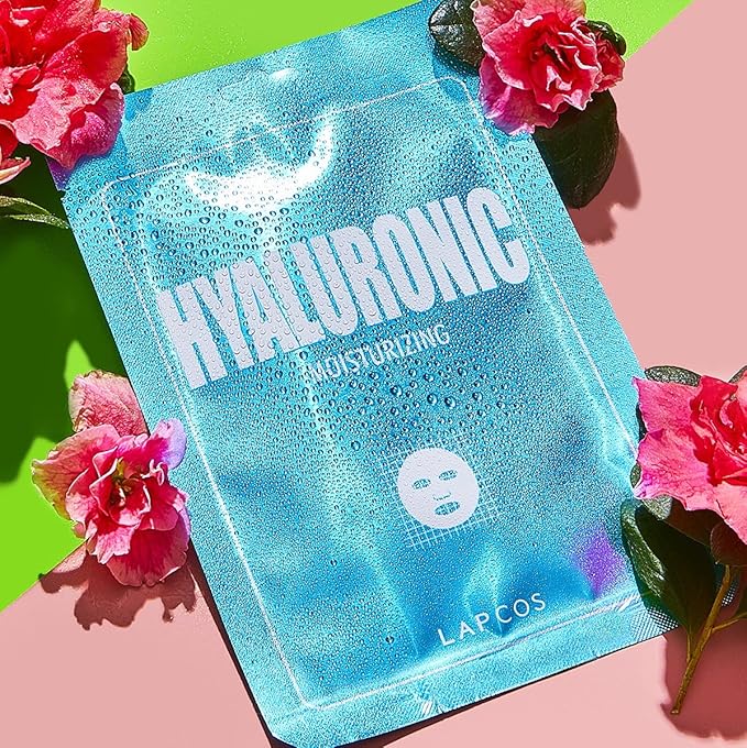 LAPCOS Hyaluronic Acid Sheet Mask, Daily Hydrating Face Mask, Protects & Nourishes Skin, Korean Beauty Favorite, 5-Pack