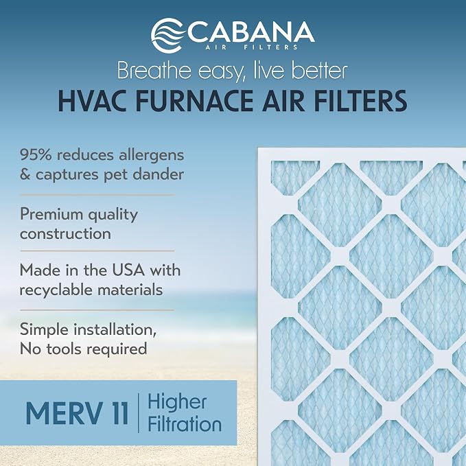 Cabana Filters 6-Pack 16x16x1 MERV 11 AC Furnace Air Filter - Image 2