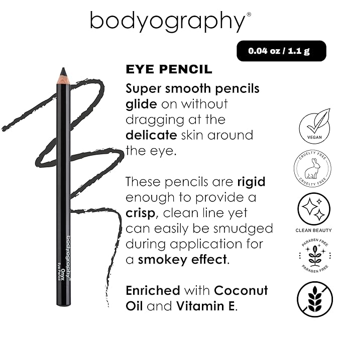 Bodyography Cream Eye Pencil, Virgin - White Wooden Eyeliner for Eyes & Eyebrows, Long-Lasting Cruelty-Free Coconut Oil Cosmetic Liner