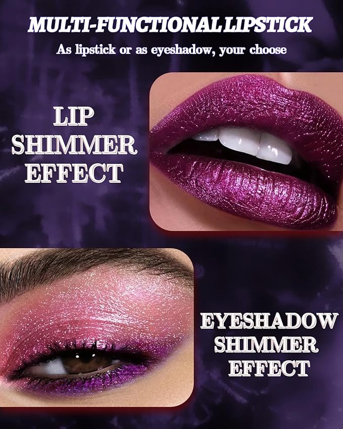 Glitter Metallic Shimmer Lipstick, Burgundy Lipstick Long Lasting, Diamond High Pigmented Shiny Metallic Lip Stick, Non-sticky Sparkly Berry Lipsticks for Women Christmas Makeup-13 Burgundy Berry