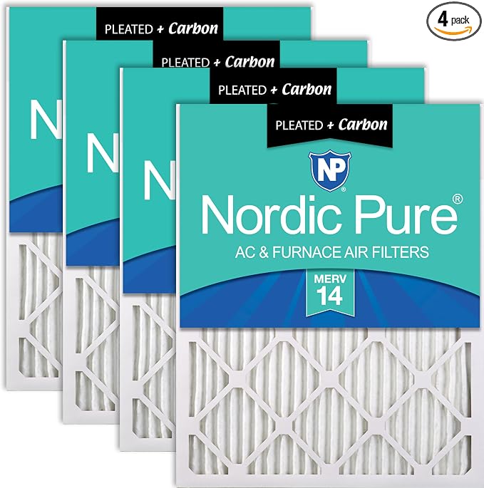Nordic Pure 20x30x1 Pleated Air Filters MERV 14 Plus Carbon 4 Pack by NordicPure