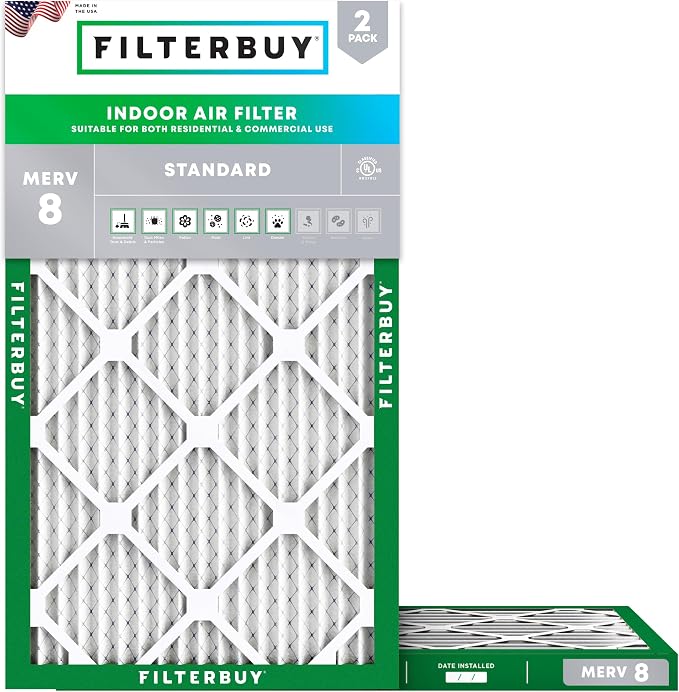 Filterbuy 8x20x1 Air Filter MERV 8 Essential Dust & Allergy Defense, by Filterbuy