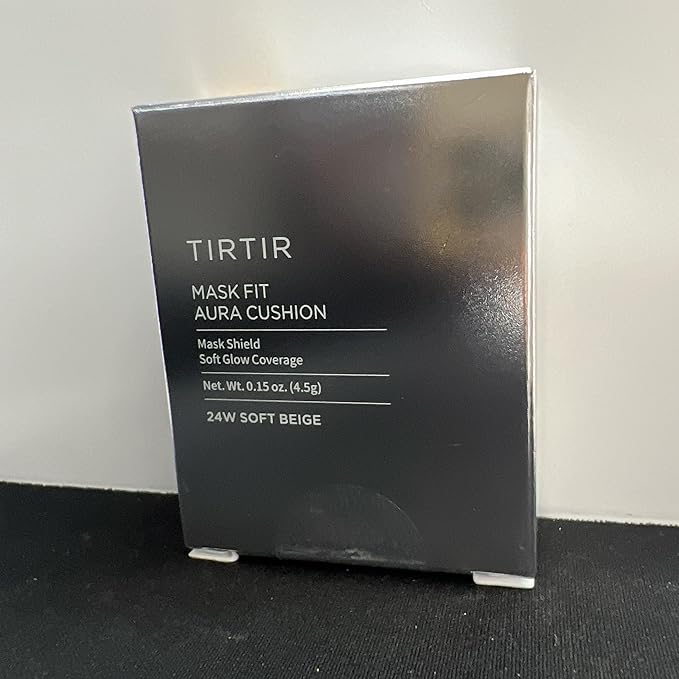[*Mini Size*] TIRTIR Aura Glow Silver Cushion | Korean Cushion Foundation, (#24W Soft Beige, 0.15 Fl Oz)