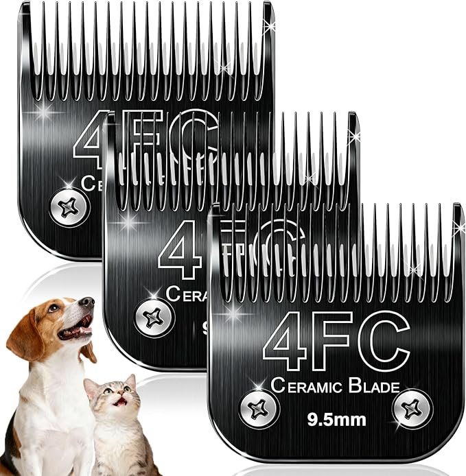 Dog Grooming Clipper Blades Replacement Compatible with Andis Dog Clippers,Most OsterA5, Wahl KM Series Pet Clippers (Black(4FC))