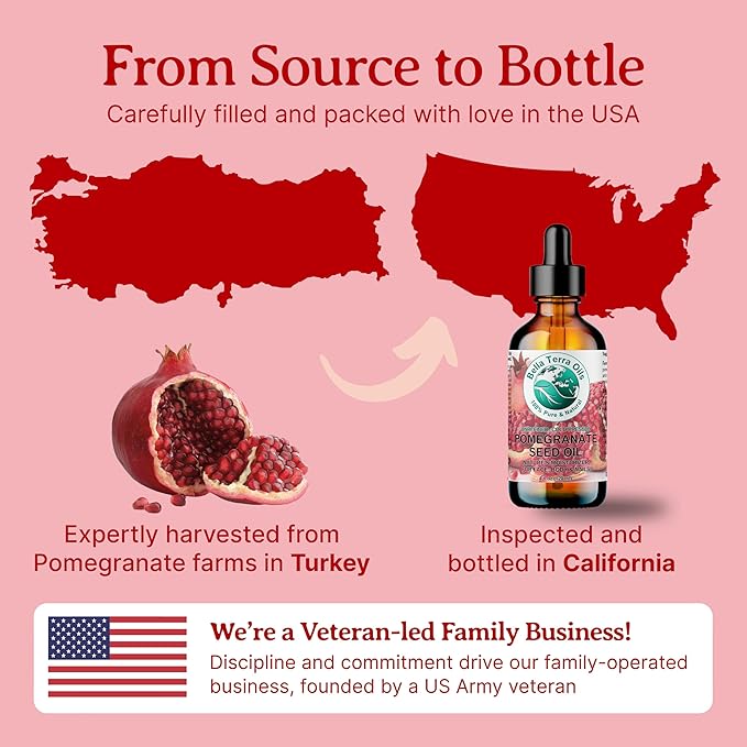 Bella Terra Oils - Organic Pomegranate Seed Oil 16 oz - Revel in The Essence of Punicic Acid & Ellagic Acid, Nature’s Gift for Radiant & Nourished Skin