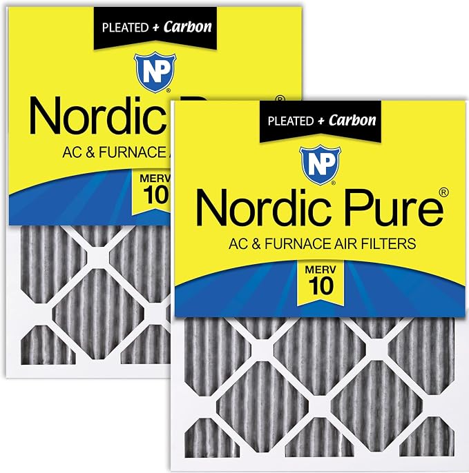 Nordic Pure 14x20x1 Furnace Air Filters MERV 10 Pleated Plus Carbon 2 Pack by NordicPure
