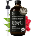 100% Pure Cold Pressed Organic Castor Oil, Glass Bottle 16oz | Hexane Free, Unrefined, USDA Certified | For Hair Growth, Skincare, Castor Oil Pack, Face, Joints, Carrier Oil, Eyelashes, Eyebrows
