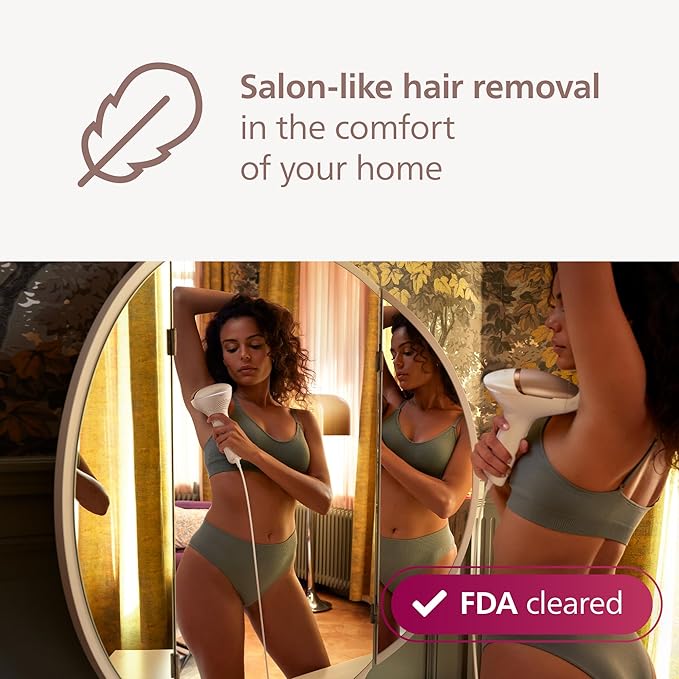 Philips Lumea 8000 Series IPL Hair Removal Device - Permanent Visible Hair Reduction Done at Home, SenseIQ Technology, 2 Attachments for Body & Face, for Women & Men, BRI932/03