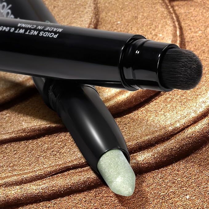 Cream Waterproof Hypoallergenic Eyeshadow Stick, long wear Metallic Glitter Matte Eye Shadow Pencil With Makeup Brush, Eye Brightener, 22 Aloe Shimmer