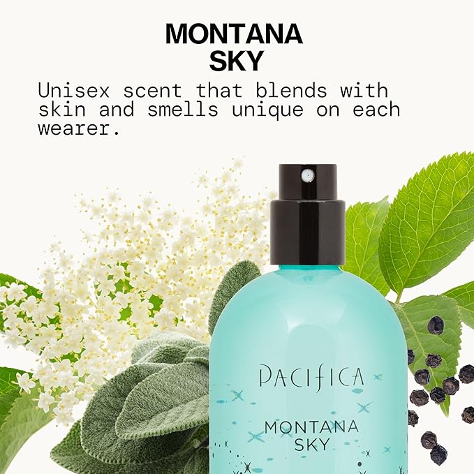 Pacifica Montana Sky Spray Perfume – Clean Vegan Fragrance for Women with Cedarwood & Sage – Grounding Earthy Woodsy Scent w/Cedarwood, Black Pepper, Sage, Cruelty-Free & Long-Lasting, 2 fl oz