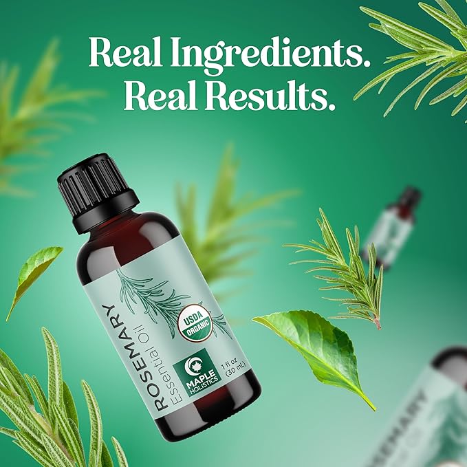 Certified Organic Rosemary Oil for Hair - Pure USDA Organic Rosemary Essential Oil for Hair Skin and Nails Plus Aromatherapy - Oil for Dry Scalp Treatment and Enhanced Volume and Shine