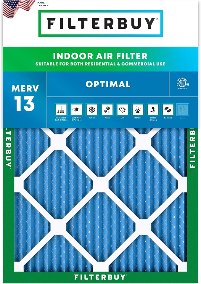 Filterbuy 15x20x1 Air Filter MERV 13 Optimal Smoke & Allergy Defense, by Filterbuy