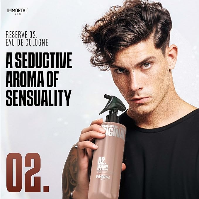 Immortal NYC Reserve 02, After Shave Spray Premier Men's Cologne, 17 oz - Exclusive Barbers - Softens Skin - Refreshes/disinfects and Relieves Face and Skin - Moisturizing Formula After Shaving