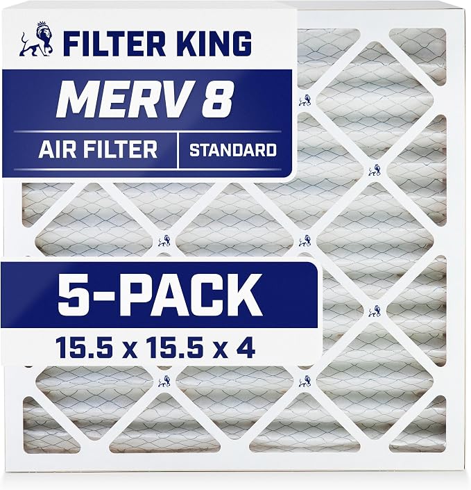 Filter King 15.5x15.5x4 Air Filter | 5-PACK | MERV 8 HVAC Pleated A/C Furnace by FilterKing