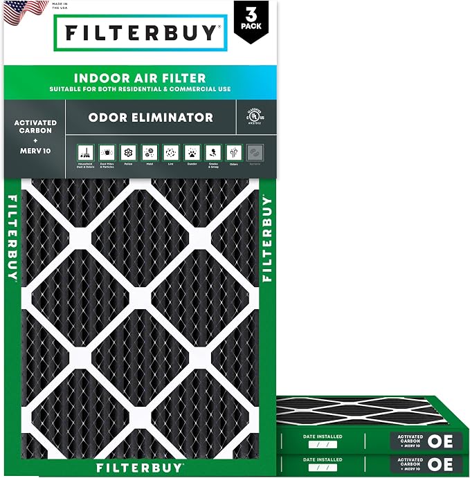 Filterbuy 15x25x1 Air Filter MERV 10 Odor & Allergy Defense by Filterbuy