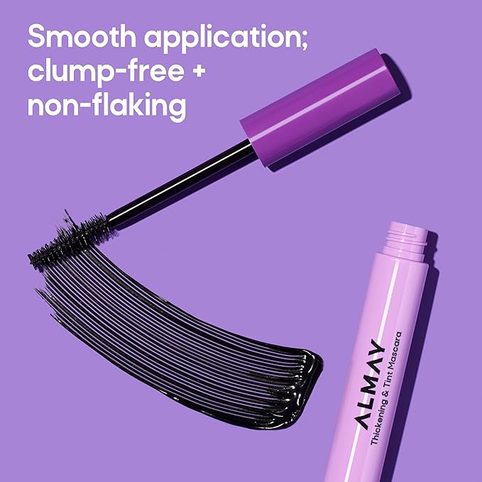 Almay Thickening & Tint Mascara, Instant Soft Full Volume, Conditions & Darkens Natural Lashes Over Time, No Flaking or Clumping, 402 Black, 2 count