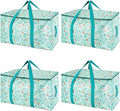 BALEINE 4-Pack Oversized Moving Bags with Reinforced Handles, Heavy-Duty Storage Tote for Clothes, Moving Supplies (Spring Stroll, 4-Pack)