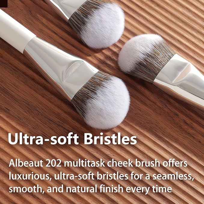 Blush Brush, Angled Contoured for Flawless Face Foundation Liquid Cream Cheek Makeup Multitask 202
