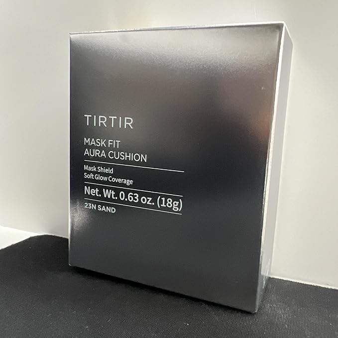 TIRTIR Mask Fit Aura Silver Cushion Foundation | Semi-glow Finish, Natural Coverage, Moisturizing, Lightweight, Korean cushion foundation (#23N Sand, Full Size, 0.63 Fl Oz)