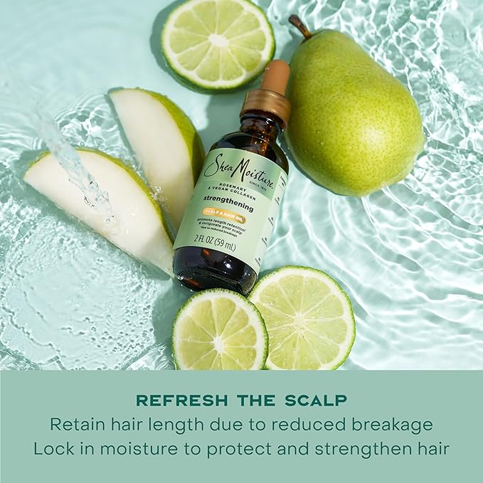Shea Moisture Strengthening Scalp & Hair Oil Rosemary & Vegan Collagen To Protect The Scalp And Strengthen Hair With ScalpBoost Technology For A Cooling Sensation With ScalpBoost Technology 2 Fl Oz