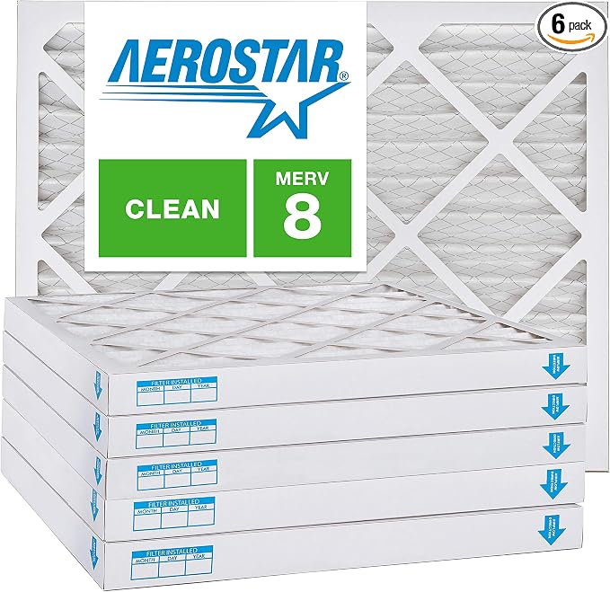 Aerostar 20x24x2 MERV 8, Pleated Air Filter, Box of 6, Made in the USA by AirFiltersDelivered