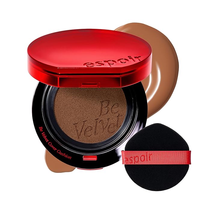Espoir Be Velvet Cushion Foundation #42 Hazel | Quick and Easy Coverage with Long-lasting Color by Zero Oxidation, Velvety Smooth Finish & Lightweight Formula, Vegan, Korean Makeup, 0.46 oz