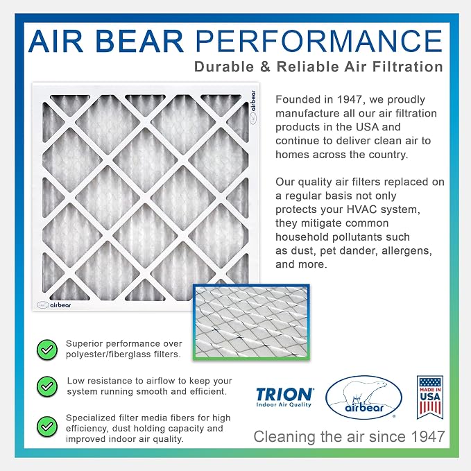 16x25x3 TRION Air Bear Cub Pleated HVAC Air Filter MERV 13 - Image 4