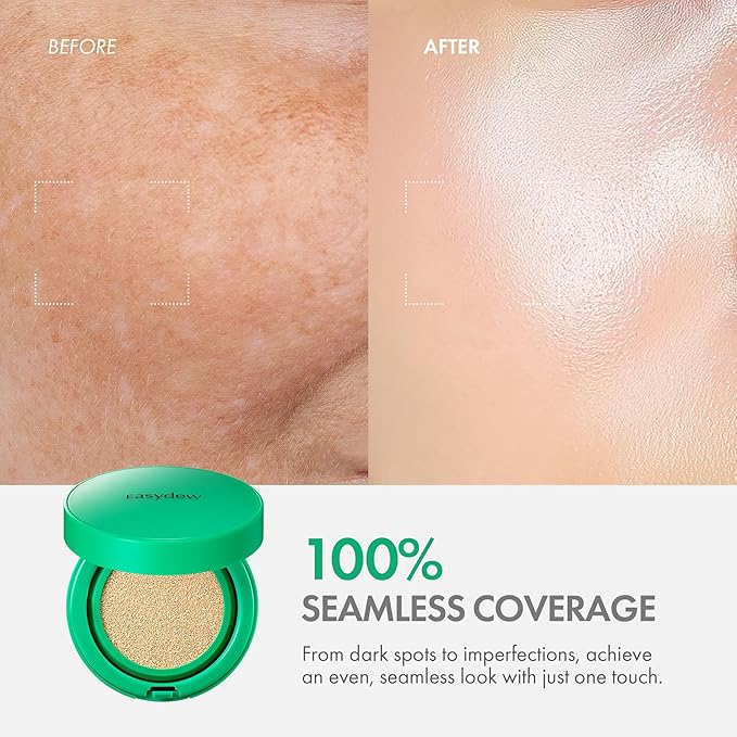 Easydew Mela B Toning Ampoule Cushion Refill - 2-in-1 Korean Skin Care & Face Beauty Makeup - Age-Defying Full Coverage Cushion Foundation with Niacinamide & Hyaluron-Vital C 0.45 oz (#13 Porcelain)