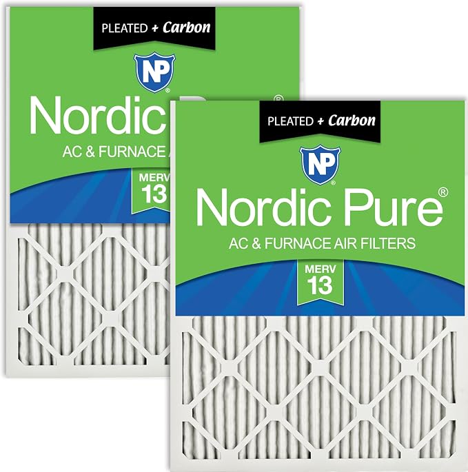 Nordic Pure 14x20x1 Pleated Air Filters MERV 13 Plus Carbon 2 Pack by NordicPure
