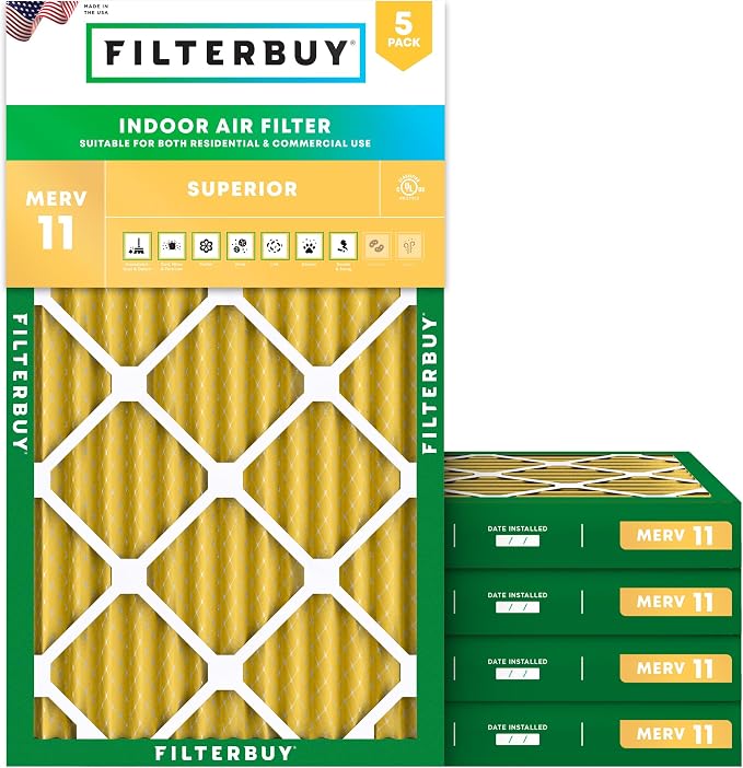 Filterbuy 16x30x2 Air Filter MERV 11 Superior Pet & Allergy Defense, by Filterbuy