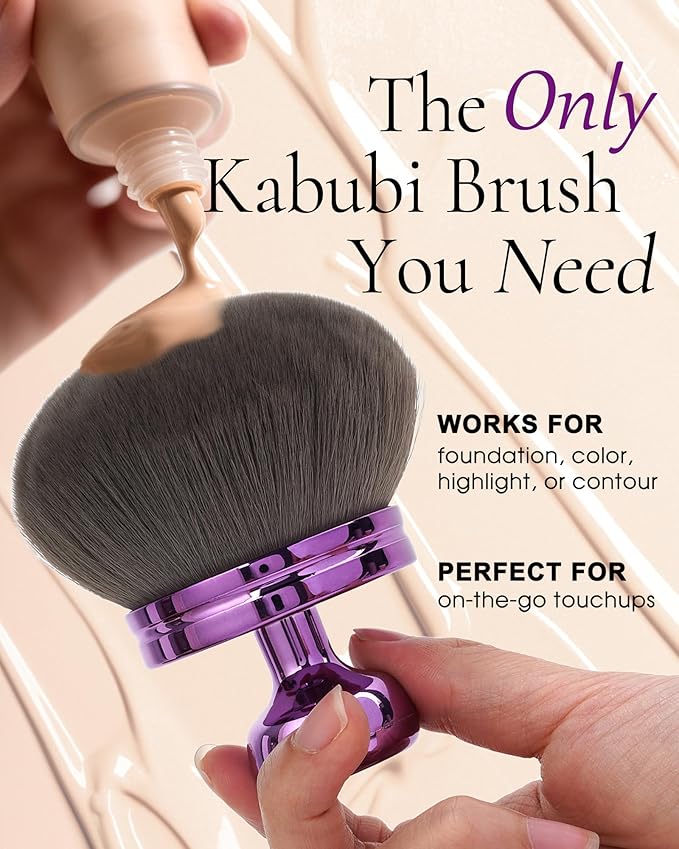 Upgraded Blend & Blur Body Makeup Brush for Self Tanner Tanning Lotion Sunscreen Applicator for Back Leg Makeup, Kabuki Foundation Brush for Liquid Beauty Supreme Cream Bronzer Brush for Face, Violet