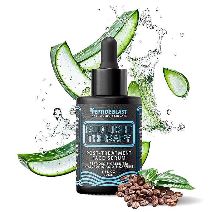 Red Light Therapy Post-Treatment Serum by Peptide Blast – Amplifies & Extends Results with Marine Extract, Sodium Polyglutamate & Hyaluronic Acid – 1 fl oz