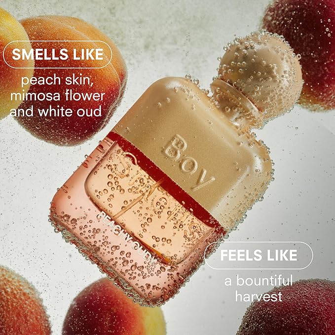 Boy Smells Peachy Oudy Eau de Parfum – Peach, Mimosa, Marigold and White Oud Scent – Fruity Woody Unisex Perfume – Everyday Body Fragrance – Signature Glass Spray Bottle – 50ml