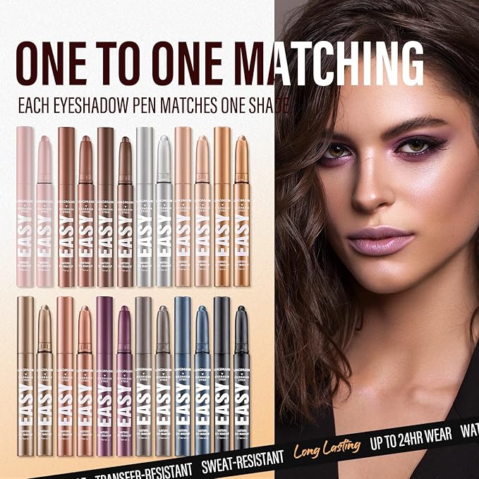 LANGMANNI Eyeshadow Stick,4 PCS Waterproof Multi-Color Eyeshadow Pen Set,Creamy Long-Lasting Eye Makeup Kit,Natural & Shimmer Shades Contour Stick,Gifts For Women (#6+10+11+21-4Colors)