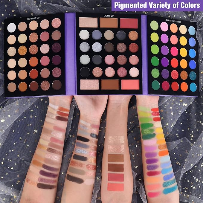 UCANBE Eyeshadow Palette with 15Pcs Brushes Makeup Set, Pigmented 86 Colors Make Up Sets Valentine's Gift, Matte Shimmer Glitter Eye Shadow Pallet Highlighter Contour Blush Powder Brush Beauty Kit