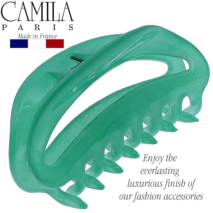 Camila Paris CP3079 French Hair Clip for Women, Green, Girls Hair Claw Clip Jaw Fashion Durable and Styling Hair Accessories for Women, Luxury Ladies Strong Hold No Slip Grip Clamp, Made in France