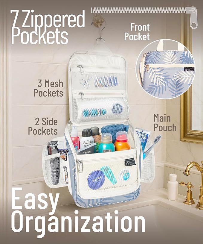DD D&D Wanderlust D&D Hanging Travel Toiletry Bag for Men and Women – Cosmetics, Makeup and Toiletries Organizer Kit with 10 Compartments