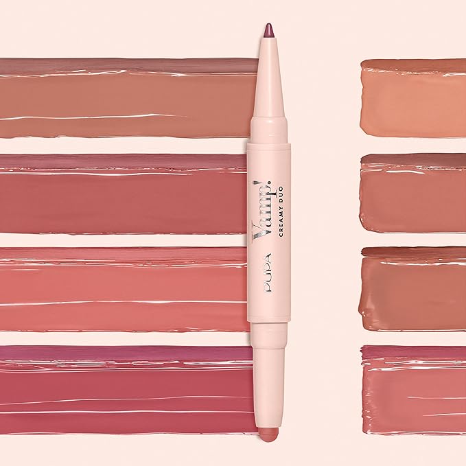 Pupa Milano Vamp! Creamy Duo, 011 Orange Red, 1 Pc - 2 in 1 Lipstick and Lip Pencil - Long Lasting - Lightweight - No-Transfer - Smooth Texture - Highly Pigmented