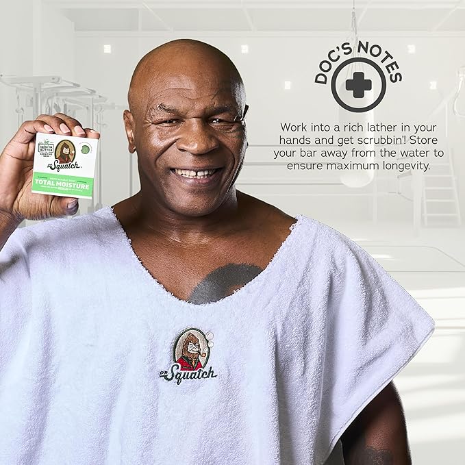 Dr. Squatch NEW Total Moisture Bar Soap for Men - No Added Fragrance Formulated for Sensitive Skin - Shea Butter (5 oz, 3-pack)