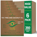 NOVEHA 360PCs Tea Tree & Coconut Oil Eyelid & Lash Wipes | For Demodex, Blepharitis & Itchy Eyes, Box Of 60 Individually Wrapped Eyelash Wipes With Aloe Vera, Natural Makeup Remover