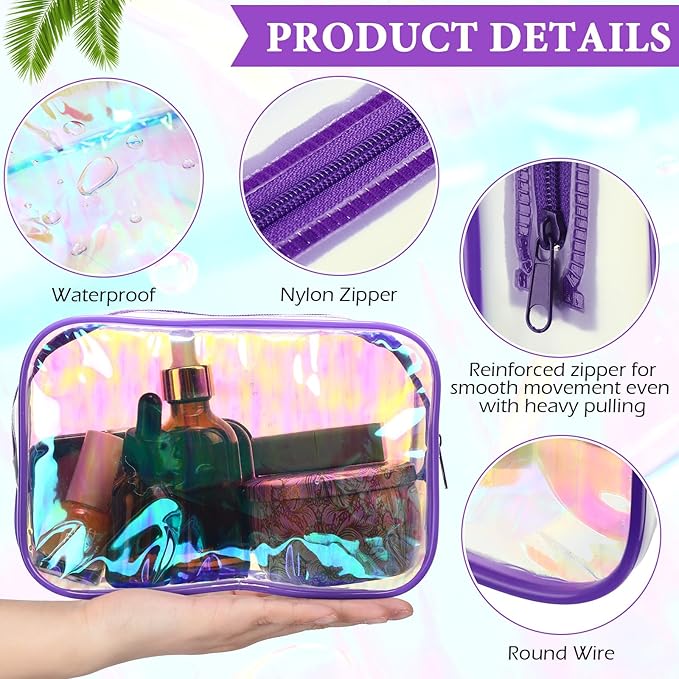 Weewooday 12 Pieces Clear Makeup Bags Cosmetic Storage Bags PVC Zipper Pouches Travel Waterproof Makeup Plastic Case for Women Organizing Toiletries Traveling Bathroom(Medium,Dazzling)