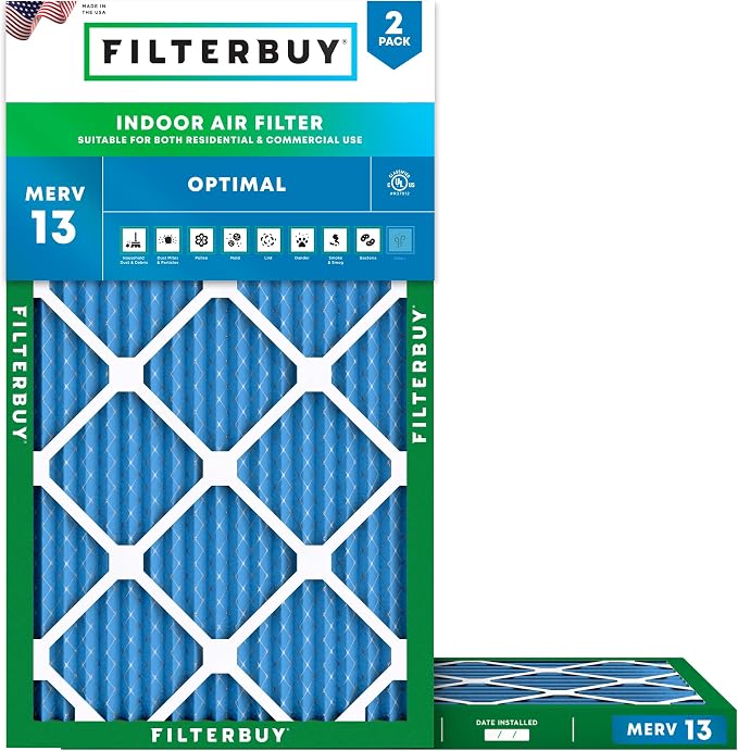 Filterbuy 11.5x29.5x1 Air Filter MERV 13 Optimal Smoke & Allergy Defense by Filterbuy